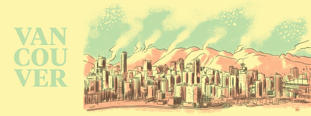 1200x450 Vancouver Skyline - Vancouver Skyline Drawing