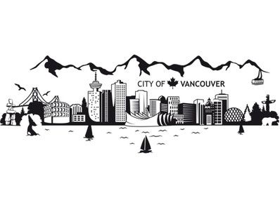 398x312 Wall Decal - Vancouver Skyline Drawing