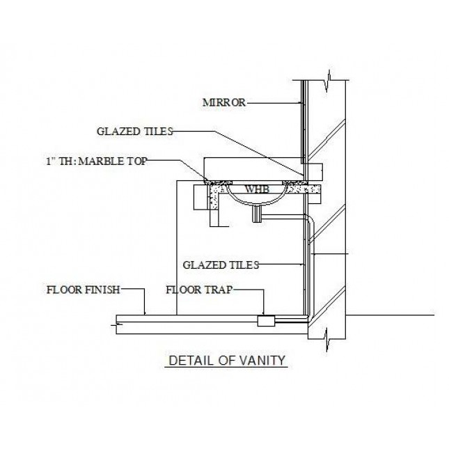 645x645 Vanity Unit Cad Section - Vanity Drawings