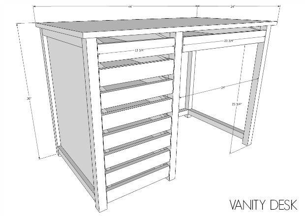 620x444 Diy Vanity Desk Free Plans Wood Making Crafts In Diy - Vanity Drawings
