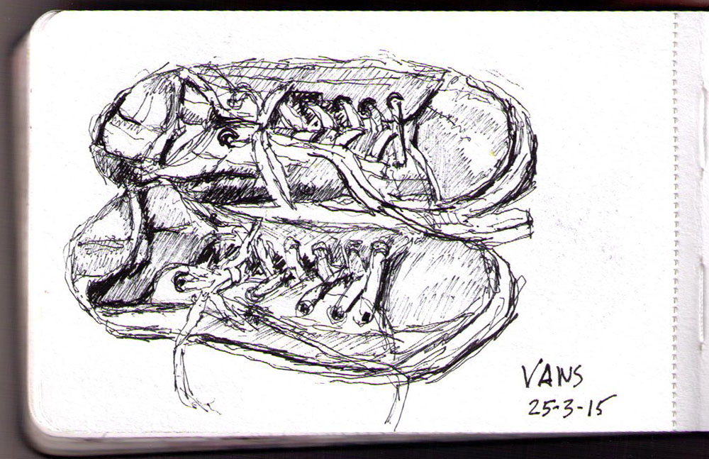 1000x647 drawing of vans shoes in ballpoint pen one drawing daily - Vans Shoe Drawing