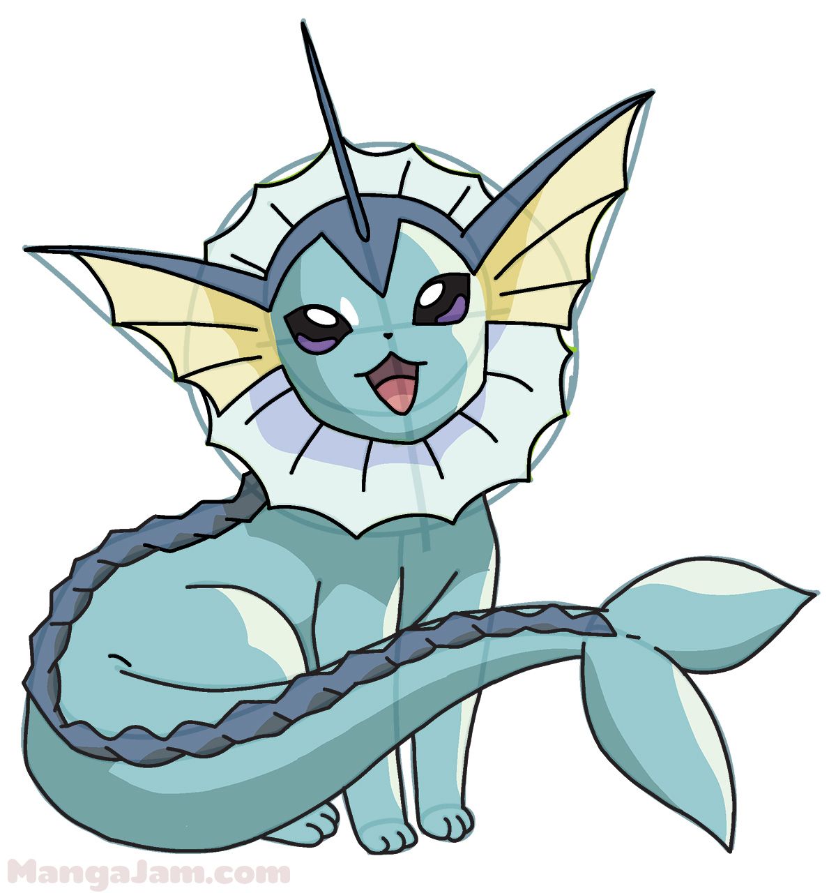 1199x1280 How To Draw Vaporeon From Pokemon Step - Vaporeon Drawing