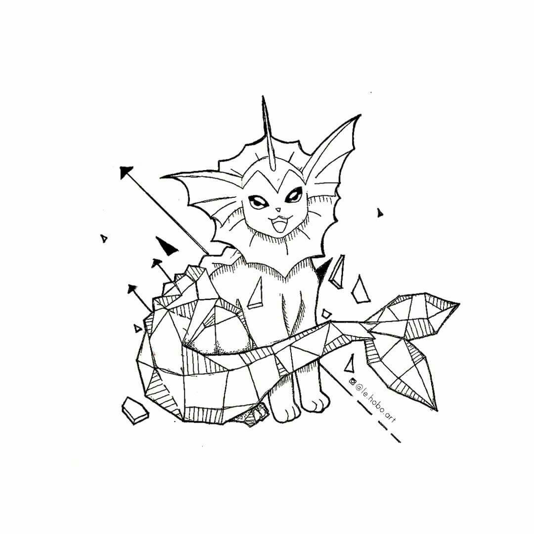 1080x1080 geometric vaporeon geometric pokemon pokemon tattoo, tattoos - Vaporeon Drawing