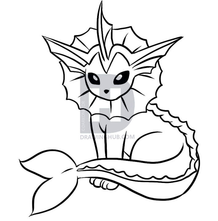 710x720 How To Draw Vaporeon, Step - Vaporeon Drawing