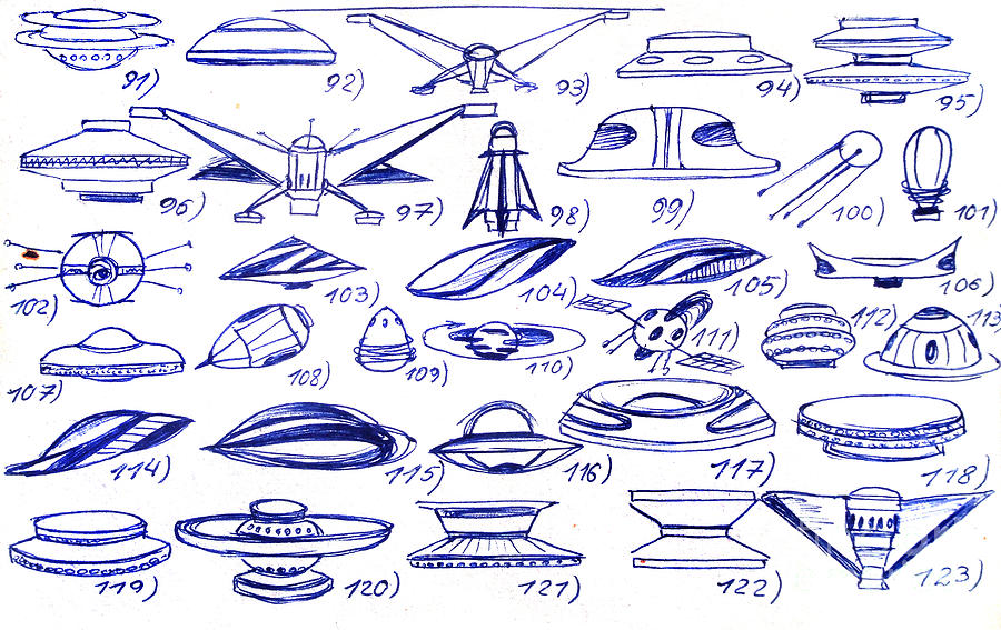 900x567 variety of ufo shapes and sizes ships drawing - Variety Drawing