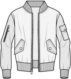 236x262 varsity jacket women technical drawing - Varsity Jacket Drawing