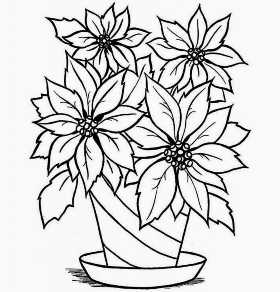 980x1024 Useful Picture Of Flowers To Colour Vase Drawing For Kids - Vase Drawing For Kids