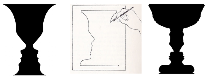 671x252 Vase Face Illusion - Vase Face Drawing