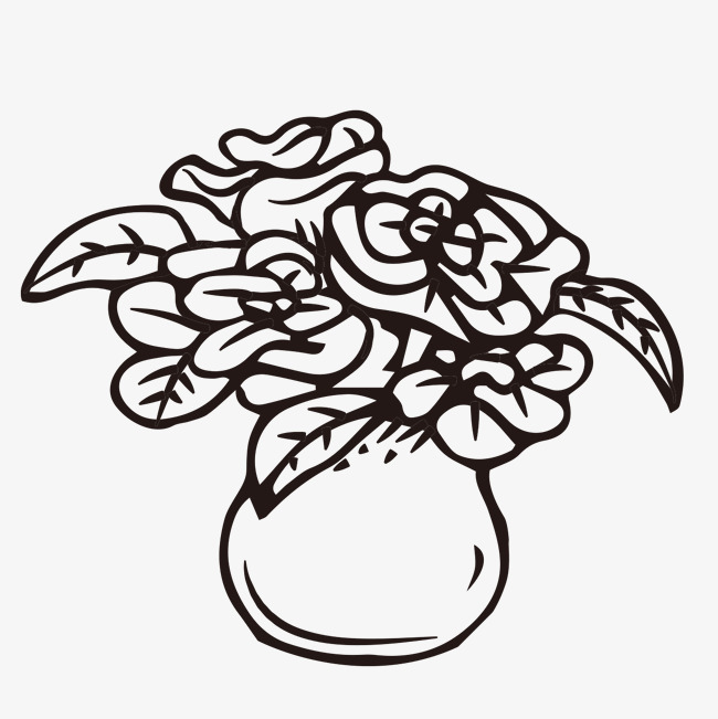 650x651 Hand Painted Black White Line Drawing Vase Vector Image - Vase Line Drawing