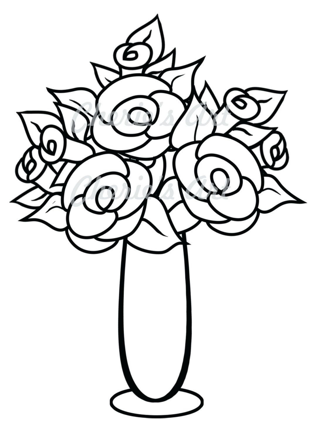 1071x1500 Line Art, Flower Vase Digi St Digi St Digital Download - Vase Line Drawing