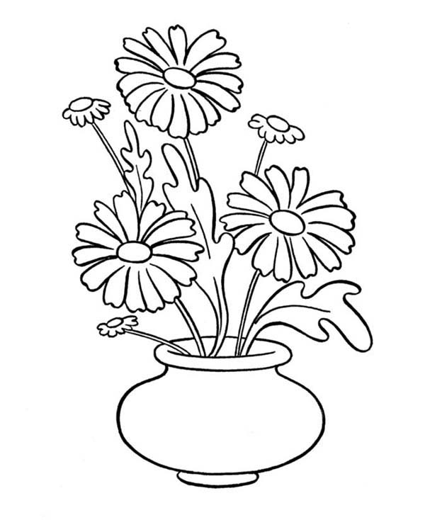 600x734 Vase Of Flowers Line Drawing - Vase Line Drawing
