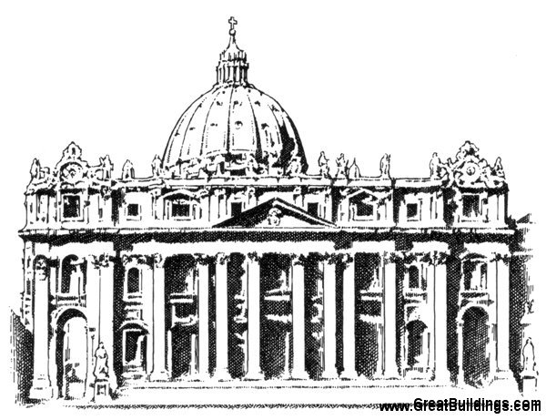 600x461 Great Buildings Drawing - Vatican Drawing