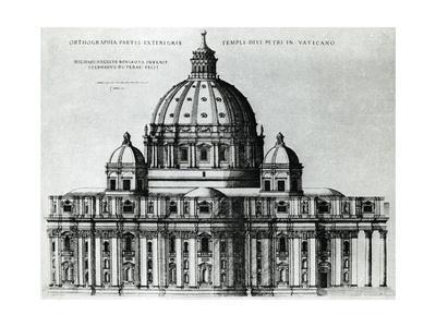 400x300 southern facade of st peter's basilica in vatican from drawing - Vatican Drawing