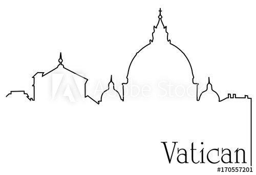 500x342 Vatican City One Line Drawing Background - Vatican Drawing