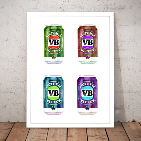 570x570 Victoria Bitter Collage Drawing Vb Beer Australia Home Decor Etsy - Vb Drawing