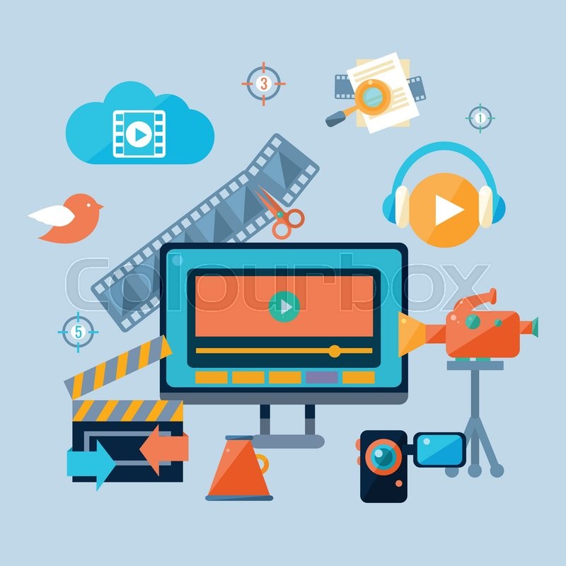 800x800 Online Cinema Theatre Icons Set Flat Stock Vector Colourbox - Vector Drawing Online