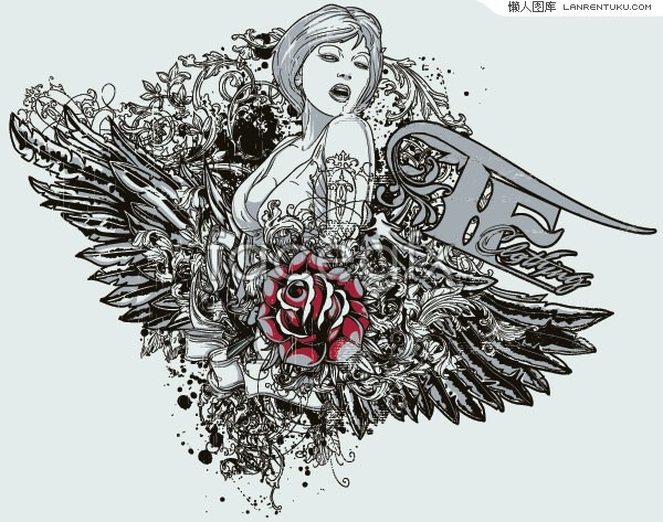 600x473 black and white line drawing beauty trend pattern vector over - Vector Line Drawing