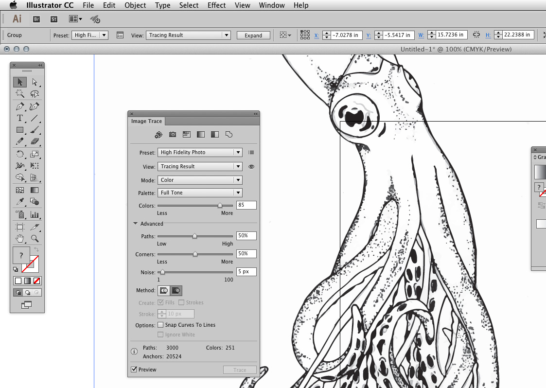 1123x798 Converting Drawing To Vector In Illustrator - Vector Line Drawing