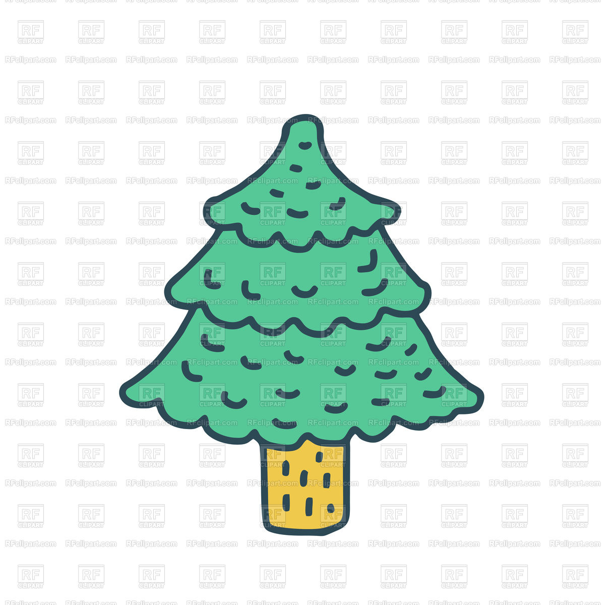 1200x1200 christmas tree drawing isolated cartoon style vector image - Vector Tree Drawing