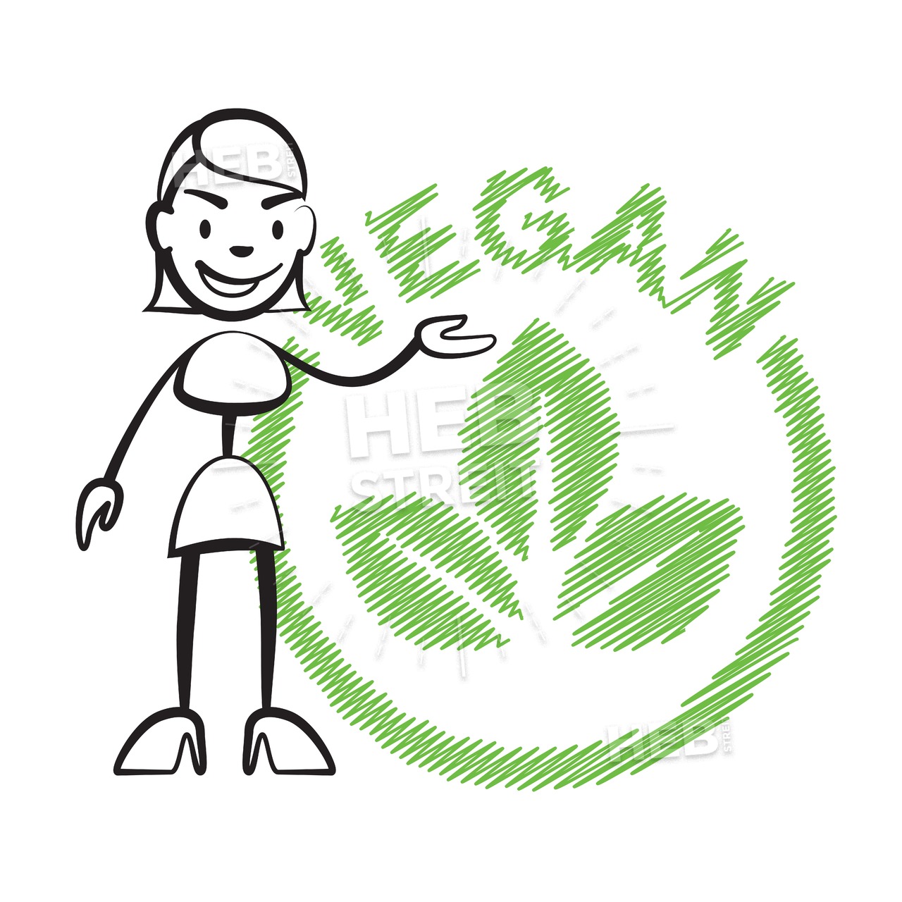1280x1280 stick figure woman vegan hebstreits sketches - Vegan Drawing