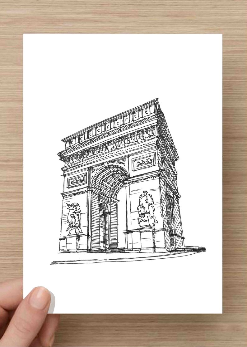 794x1112 Pen And Ink Drawing Of The Arc De Triomphe In Las Vegas Etsy - Vegas Drawing