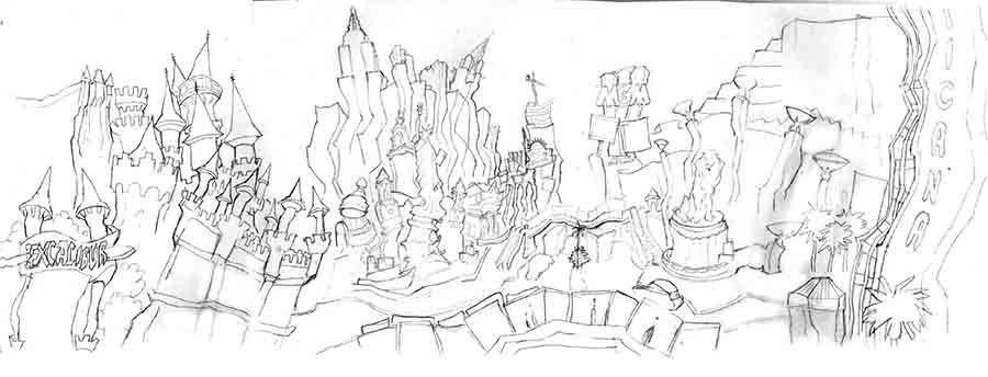 900x344 south strip original painting - Vegas Drawing