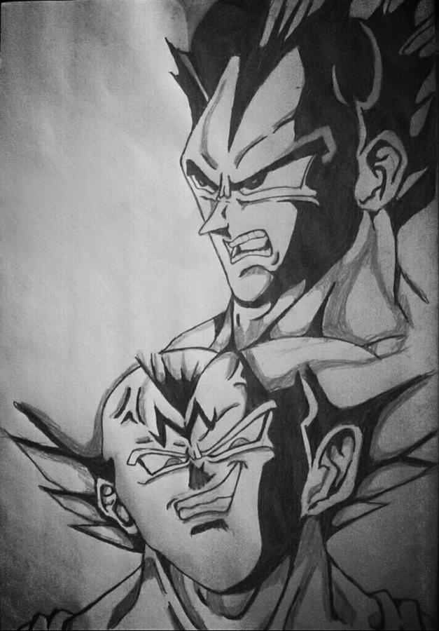 627x900 vegeta and majin vegeta drawing - Vegeta Drawing