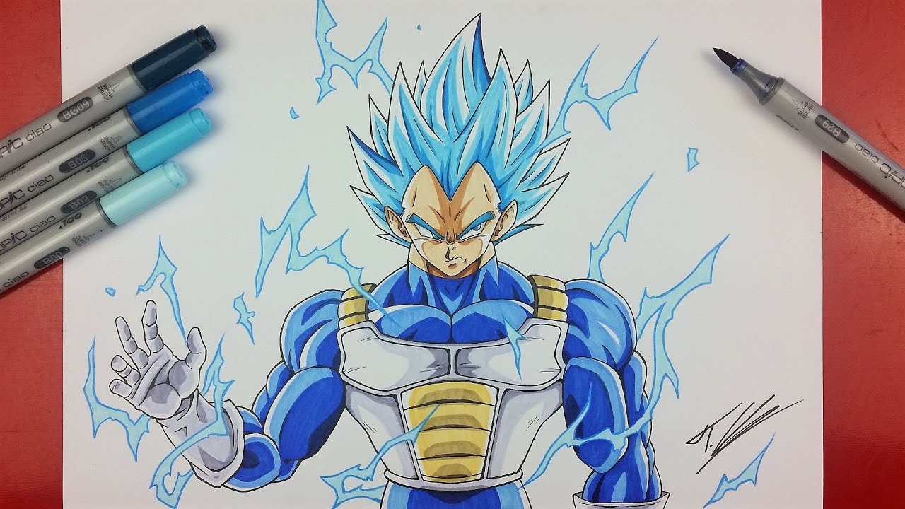 1280x720 drawing vegeta ssj blue free hand art tolgart - Vegeta Drawing