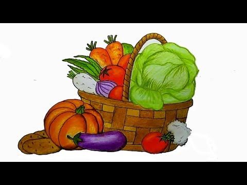 480x360 How To Draw Vegetables Basket Step - Vegetable Basket Drawing