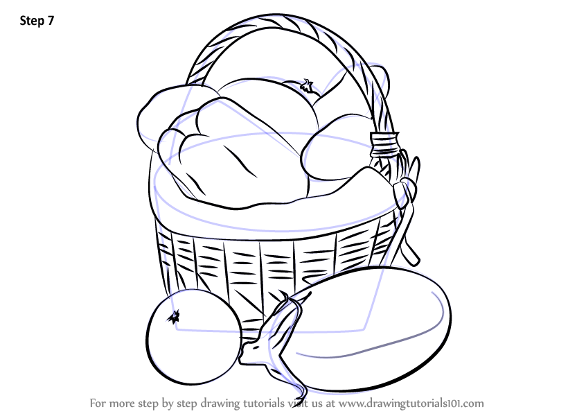 846x600 learn how to draw vegetable basket easy - Vegetable Basket Drawing