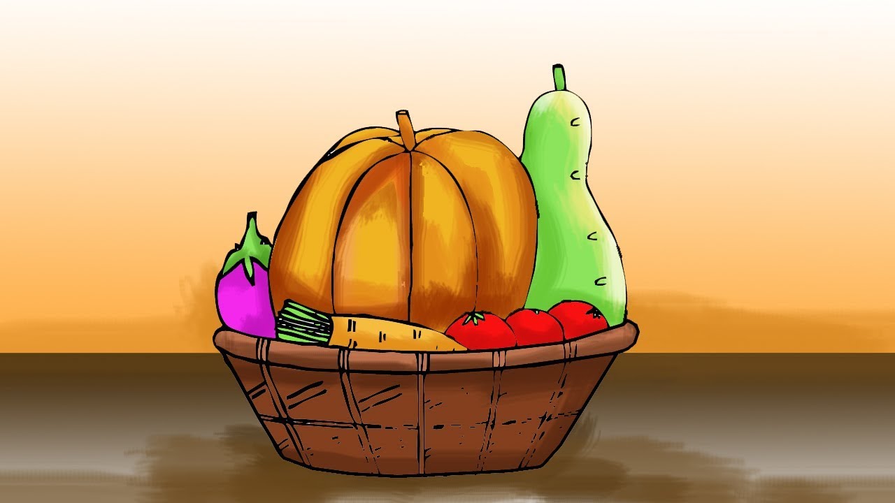 Vegetable Basket Drawing at PaintingValley.com | Explore collection of