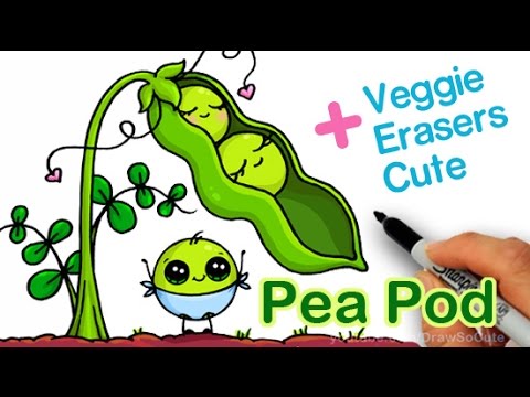 480x360 how to draw cute peas in a pod step - Vegetables Cartoon Drawing