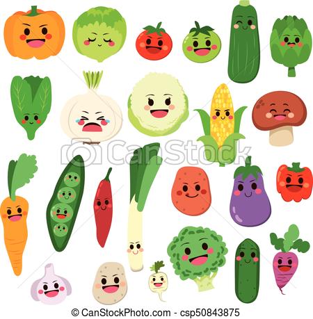 450x459 vegetables set set of cute fruit and vegetable cartoon characters - Vegetables Cartoon Drawing