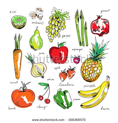 450x470 fruits and vegetables drawing - Vegetables Drawing