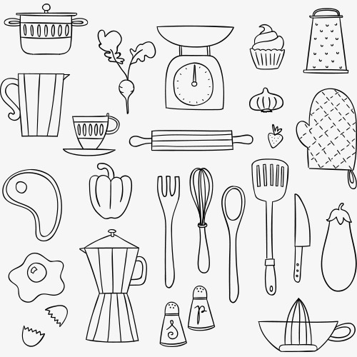 500x500 Stick Figure,kitchen,fruits And Vegetables,tableware,line Drawings - Vegetables Line Drawing