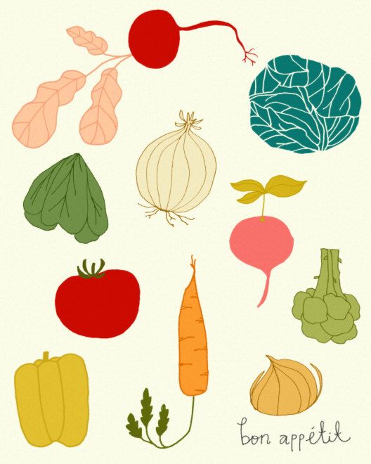 528x660 kitchen print, kitchen poster, chef, food, drawing, kitchen wall - Veggie Drawings