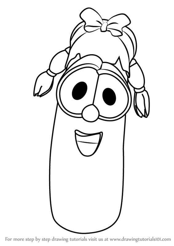 566x800 learn how to draw laura carrot from veggietales - Veggie Tales Drawing