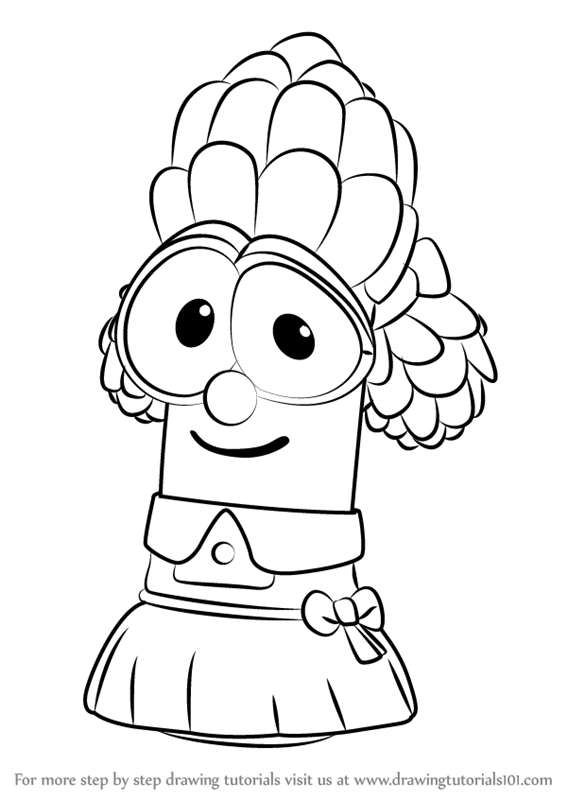 567x800 learn how to draw libby asparagus from veggietales - Veggie Tales Drawing