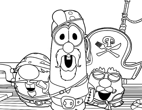 600x464 veggie tales larry boy and friends the pirate coloring pages - Veggie Tales Drawing