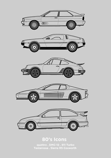 389x550 iconic classic cars outline artwork posters - Vehicle Outline Drawings