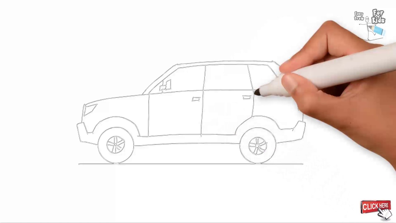 1280x720 Black And White Outline Drawing A Car Easy Step - Vehicle Outline Drawings