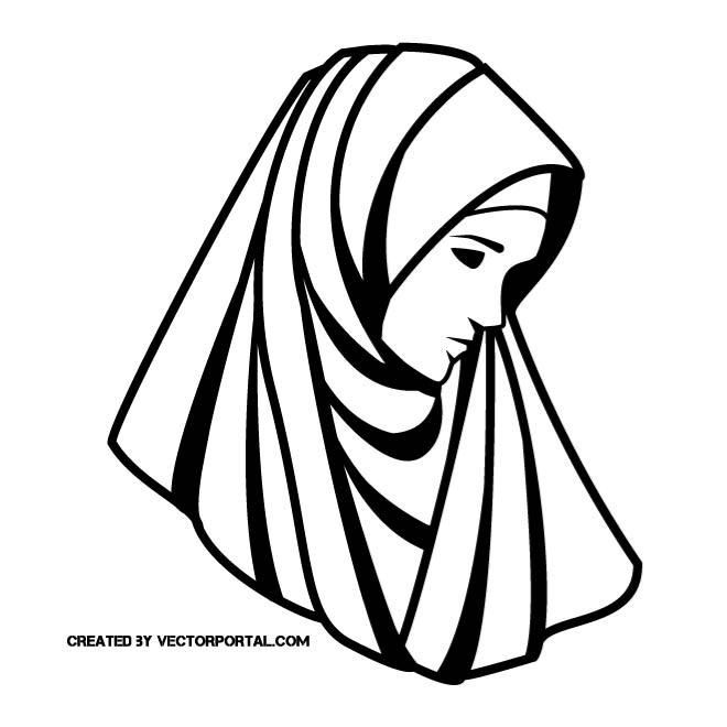 660x660 woman with veil vector drawing girls and women free vectors - Veil Drawing