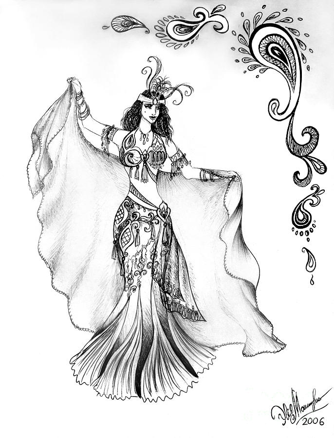 686x900 belly dancer with veil friend of ameynra drawing - Veil Drawing