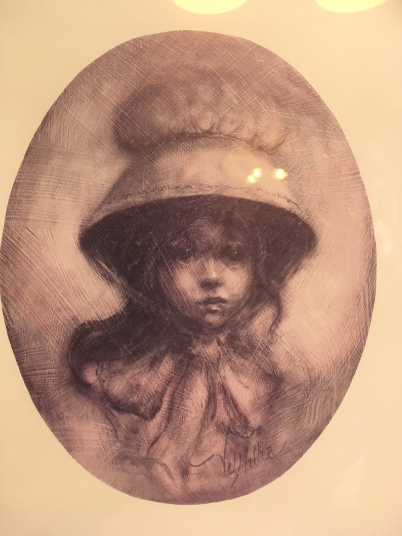 794x1059 pair of framed vel miller prints little girl with bonnet and etsy - Vel Miller Drawings