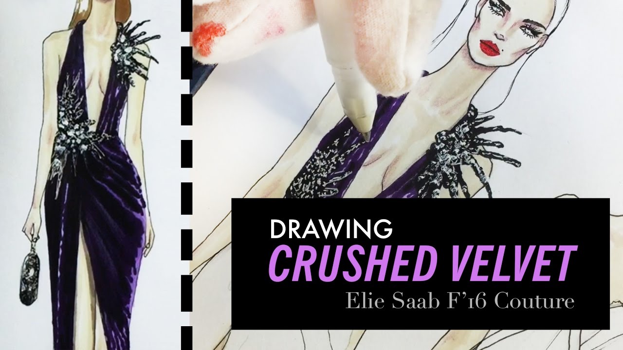 1280x720 crushed velvet rendering elie saab couture fashion drawing - Velvet Drawing