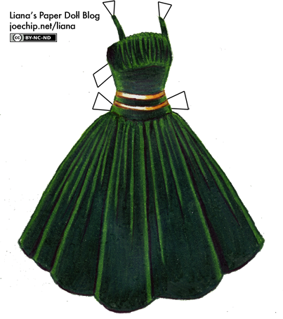 403x455 green velvet party dress with gold ribbons liana's paper dolls - Velvet Drawing