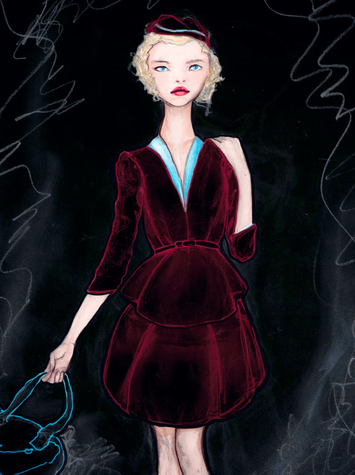 715x958 The Velvet Dress Girl Igor + - Velvet Drawing