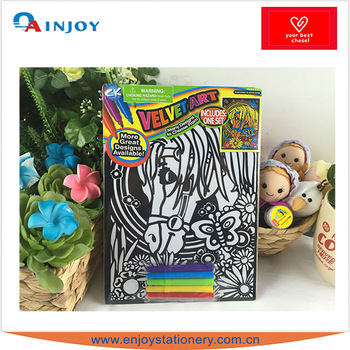 350x350 Velvet Drawing Book With Markers - Velvet Drawing