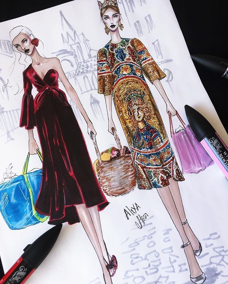 750x937 velvet drawing illustrations fashion sketches, croquis fashion - Velvet Drawing