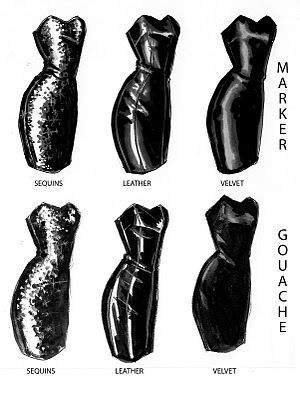 300x400 how to draw velvet material fashion - Velvet Drawing